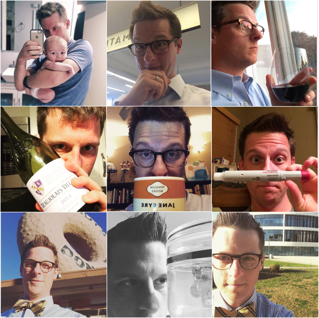 nine selfies of the author