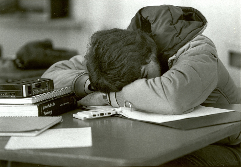 Student sleeping on desk