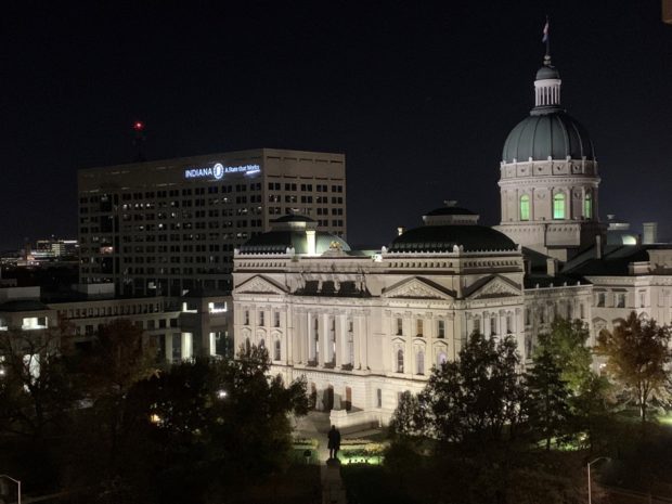 Indiana Statehouse at night