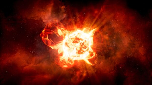 burning star in space