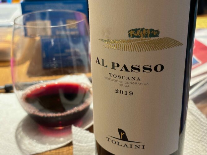 bottle of al passo wine and glass
