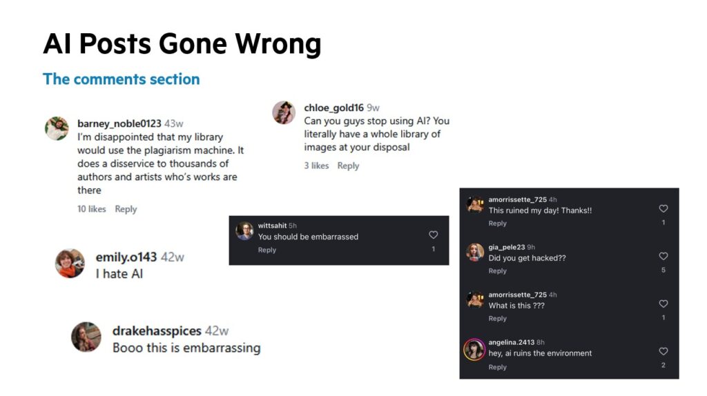 comments such as "did you get hacked?" and "can you guys stop using AI?"