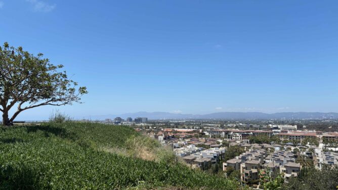 view of Marina Del Rey from the LMU bluff